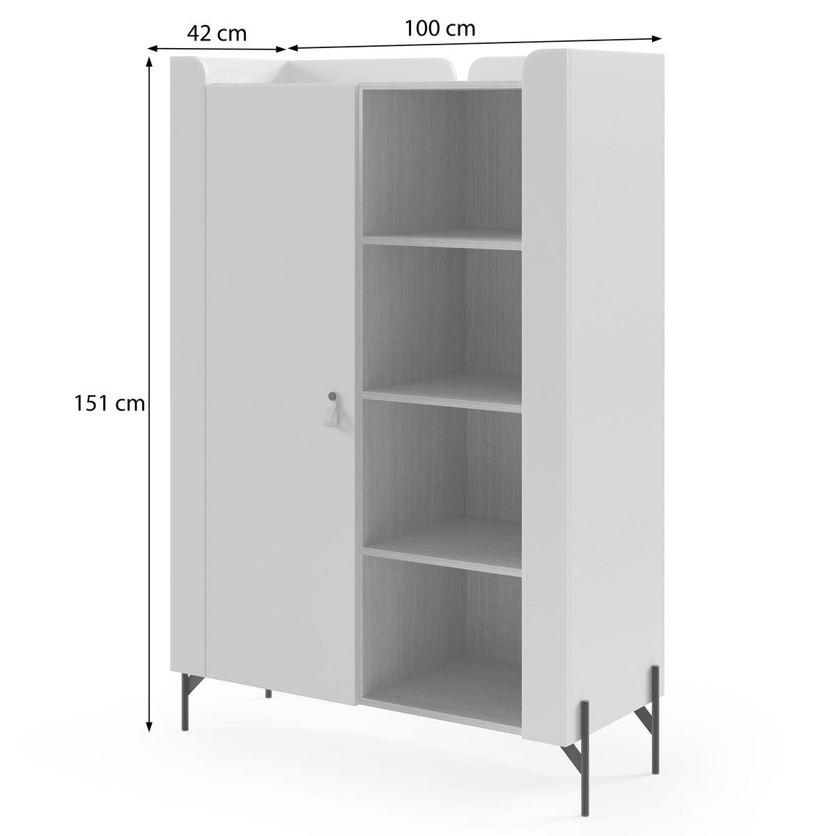KNIHOVNA Sorella s 1 dveřmi a 3 otevřenými policemi, 100 cm, macadamia + dub Mavelie - béžová/barva dubu, kov/kompozitní dřevo (100/151/51cm) - Beautysofa