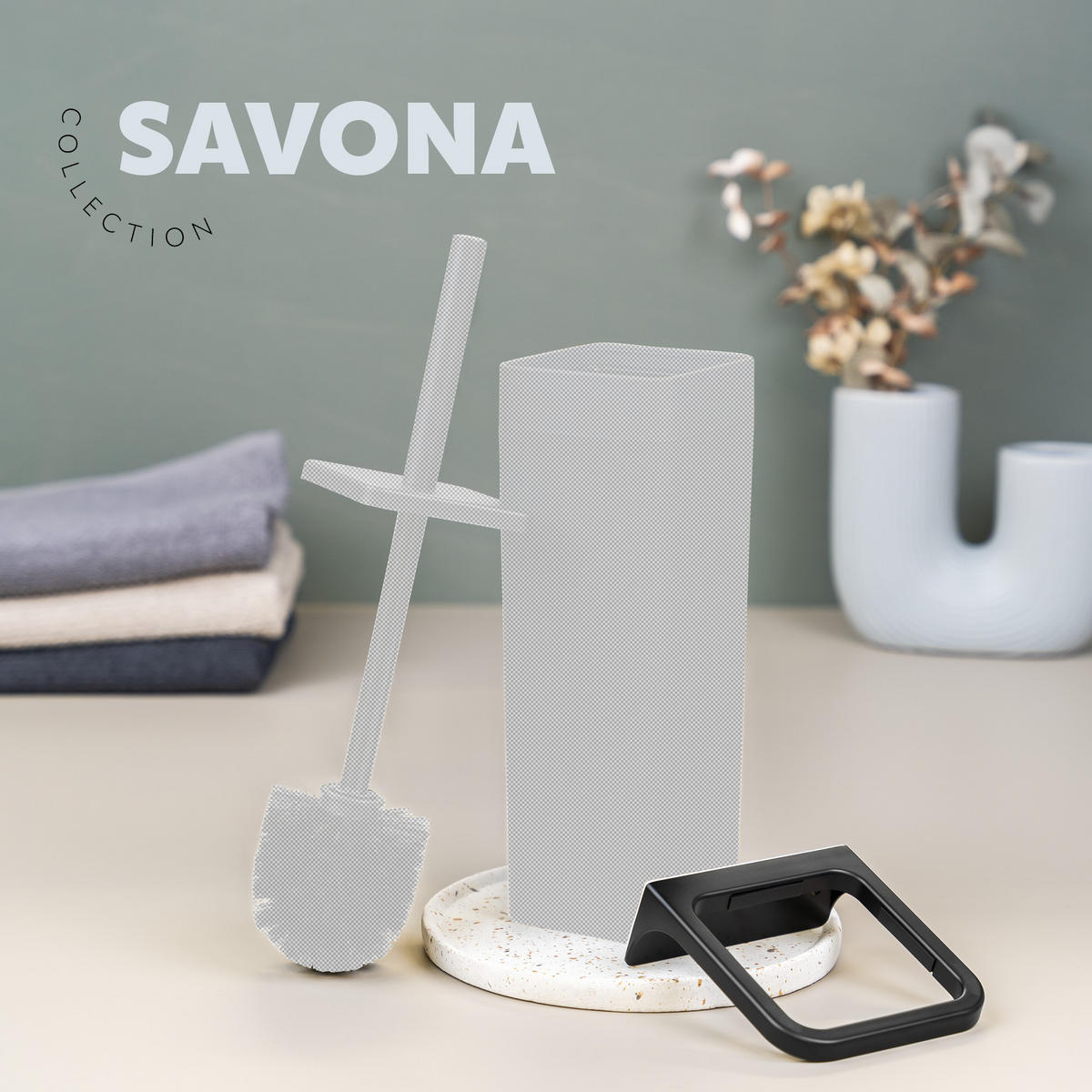 WANDHALTERUNG SAVONA, schwarz, Kunststoff - Schwarz, Kunststoff (11.5/4.5/12cm) - bremermann