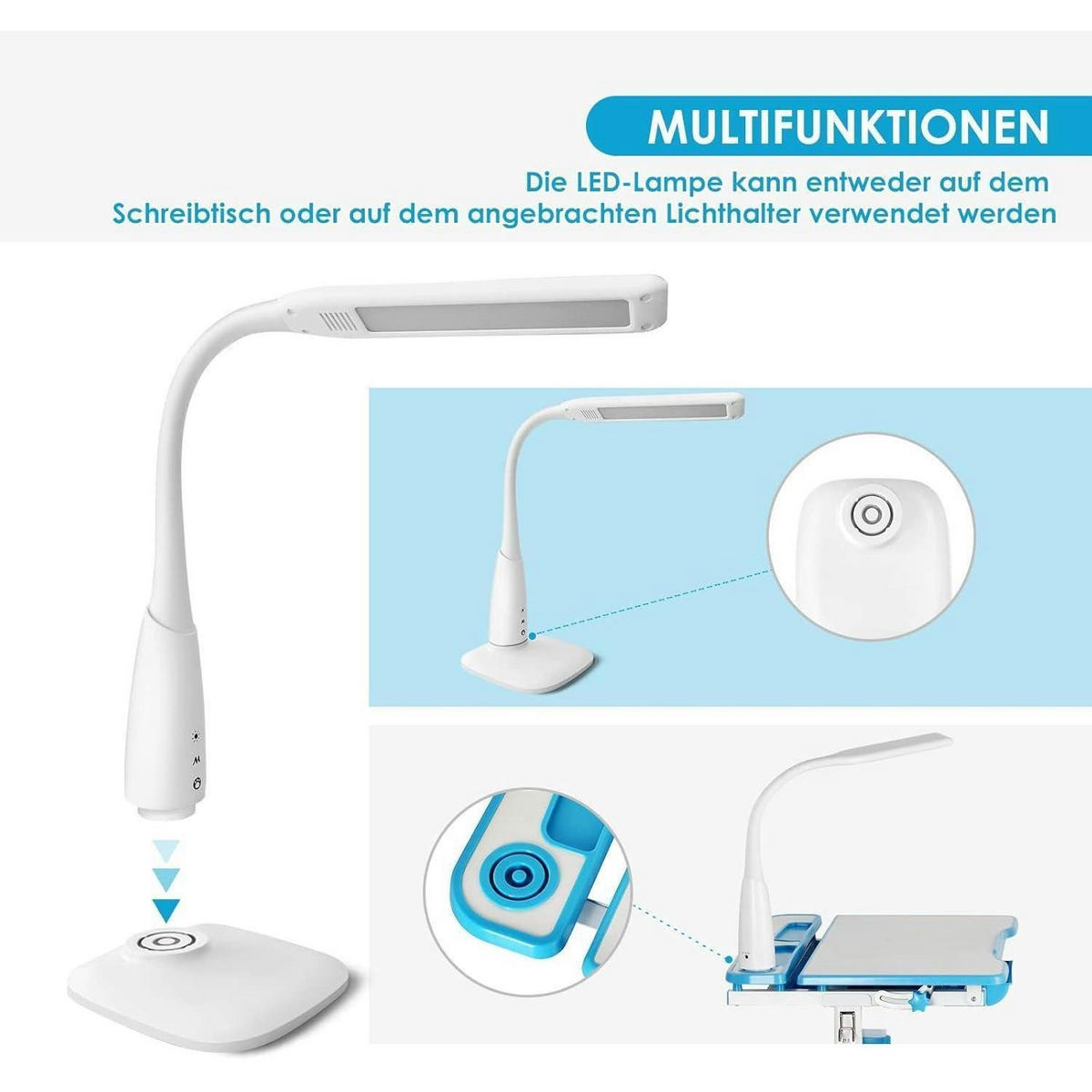 KINDERSCHREIBTISCH-SET höhenverstellbar mit Lampe und Stuhl - Multicolor, Metall (49/76/66.4cm)