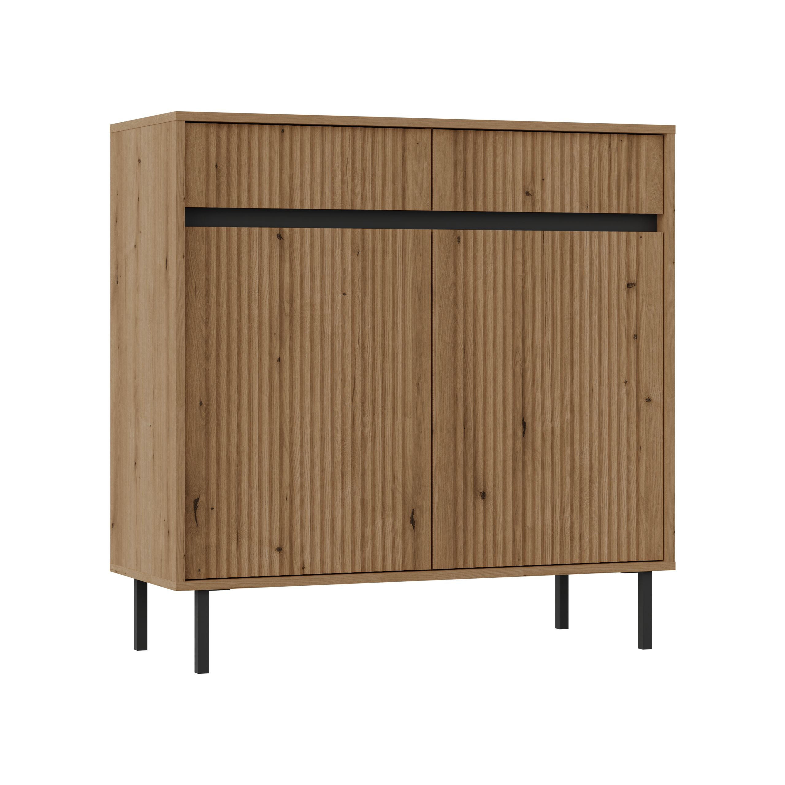 KOMMODE OSTIA 100/100/40 cm mit 2 Schubladen 2 Türen Goldfarben - Goldfarben, Holzwerkstoff (100/100/40cm) - MASSENO