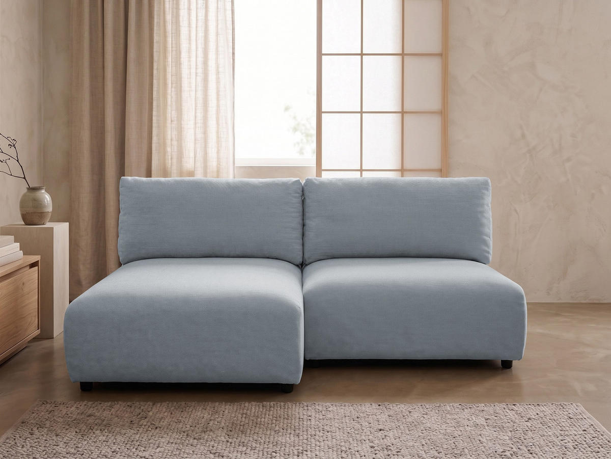 ECKSOFA Sora mit Schlaffunktion, Bettkasten und extra tiefer Komfortzone aus hochwertigem Grau Strukturstoff - Schwarz/Grau, Holz/Kunststoff (140/200cm) - S-Style