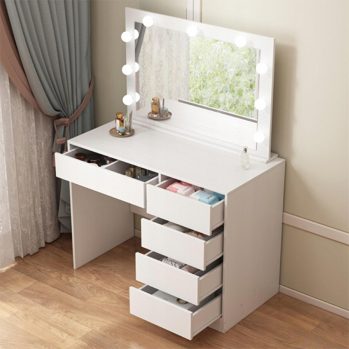 KOSMETIKTISCH weiß 142x100x50 cm - Weiß, Holzwerkstoff (100/142/50cm)