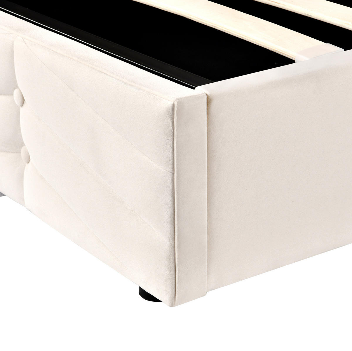 POLSTERBETT mit verstellbarem Kopfteil 140x200 cm Samt Beige - Beige, Metall (140/200cm) - Meubliv