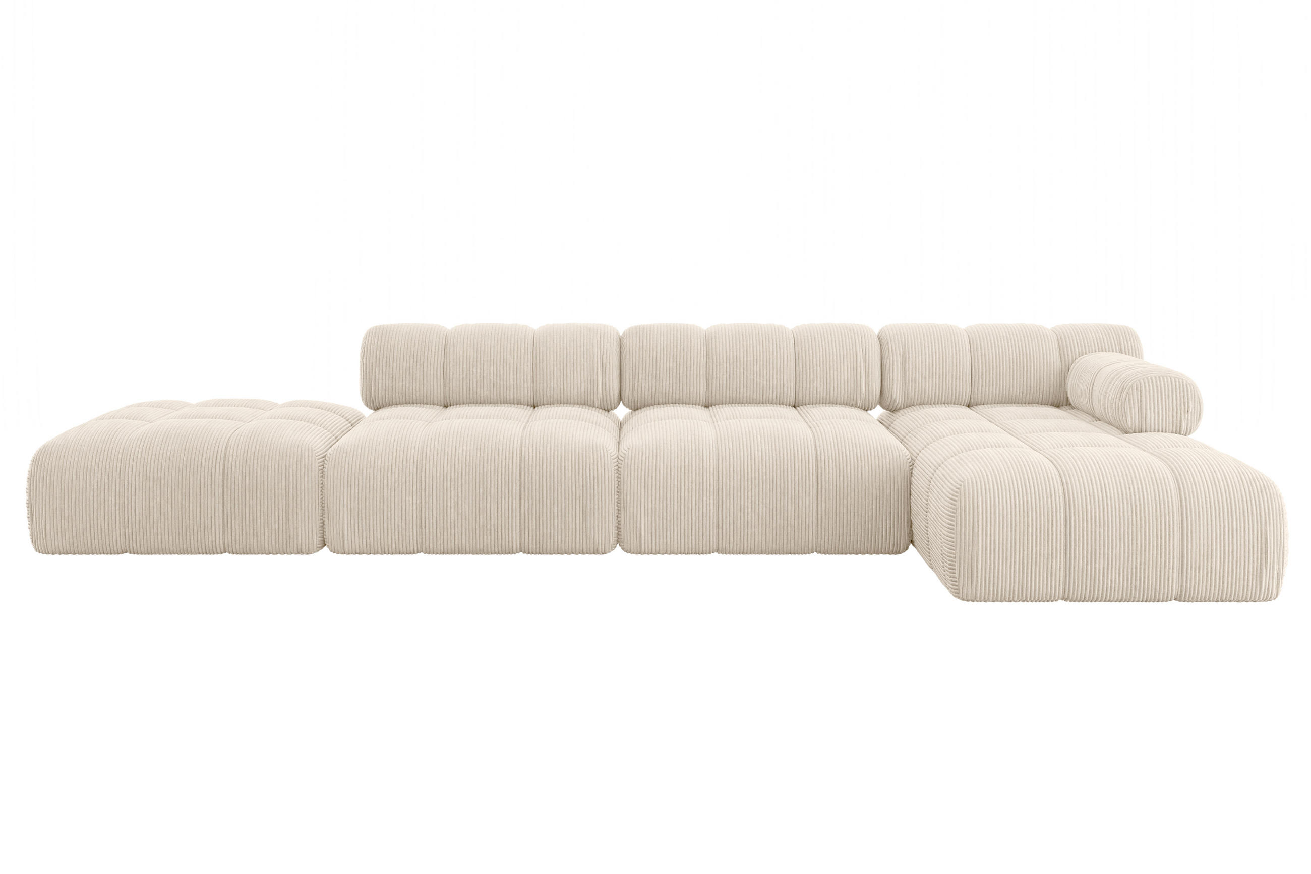 ECKSOFA modulares Sofa Lizur-L2 - 380x160x70 cm Beige Cord - Beige, Holzwerkstoff/Textil (380/160cm) - ALTDECOR