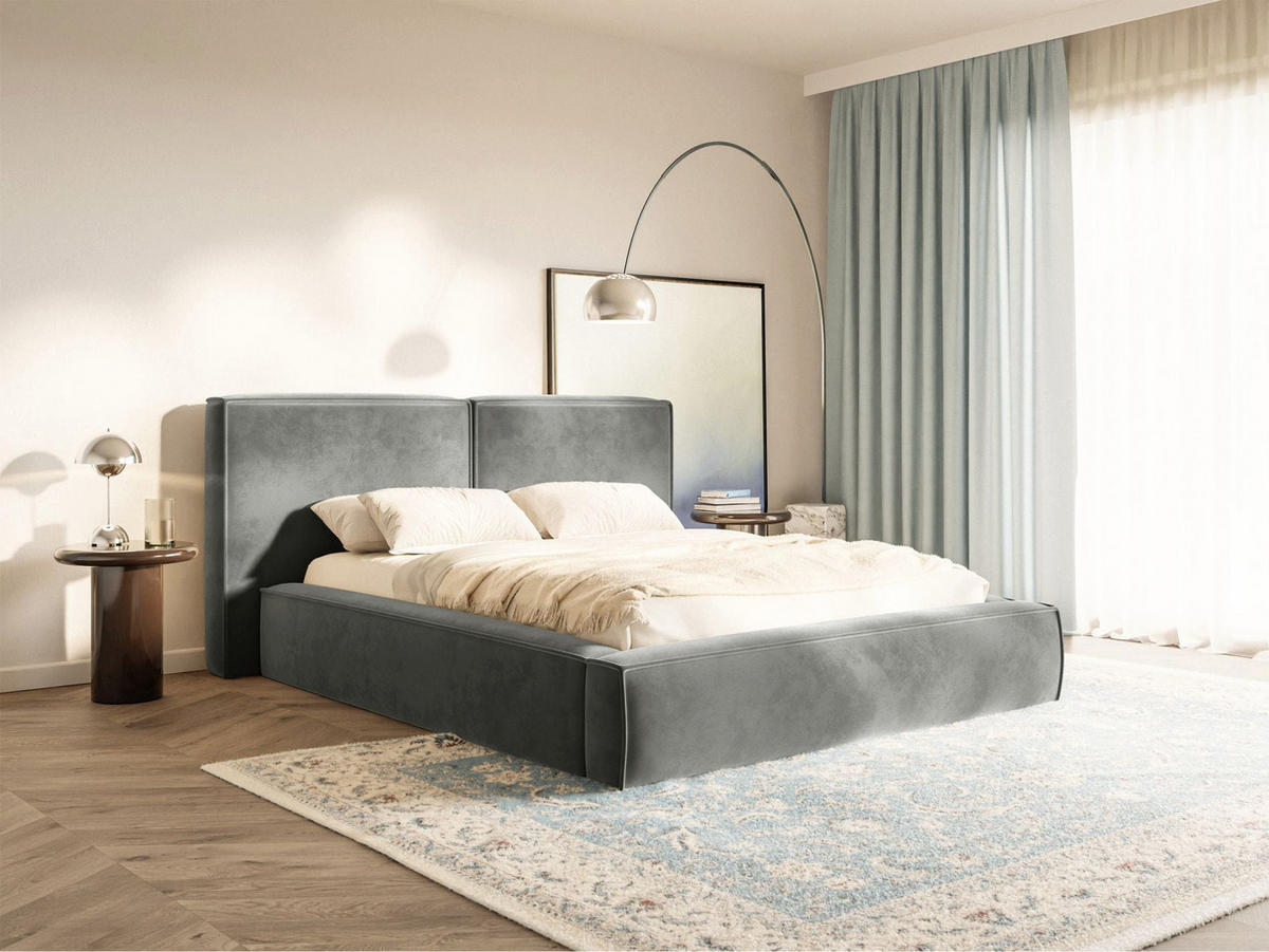 POLSTERBETT Tilves Grau 180x200 cm - Schwarz/Grau, Kunststoff/Textil (180/200cm) - Selsey