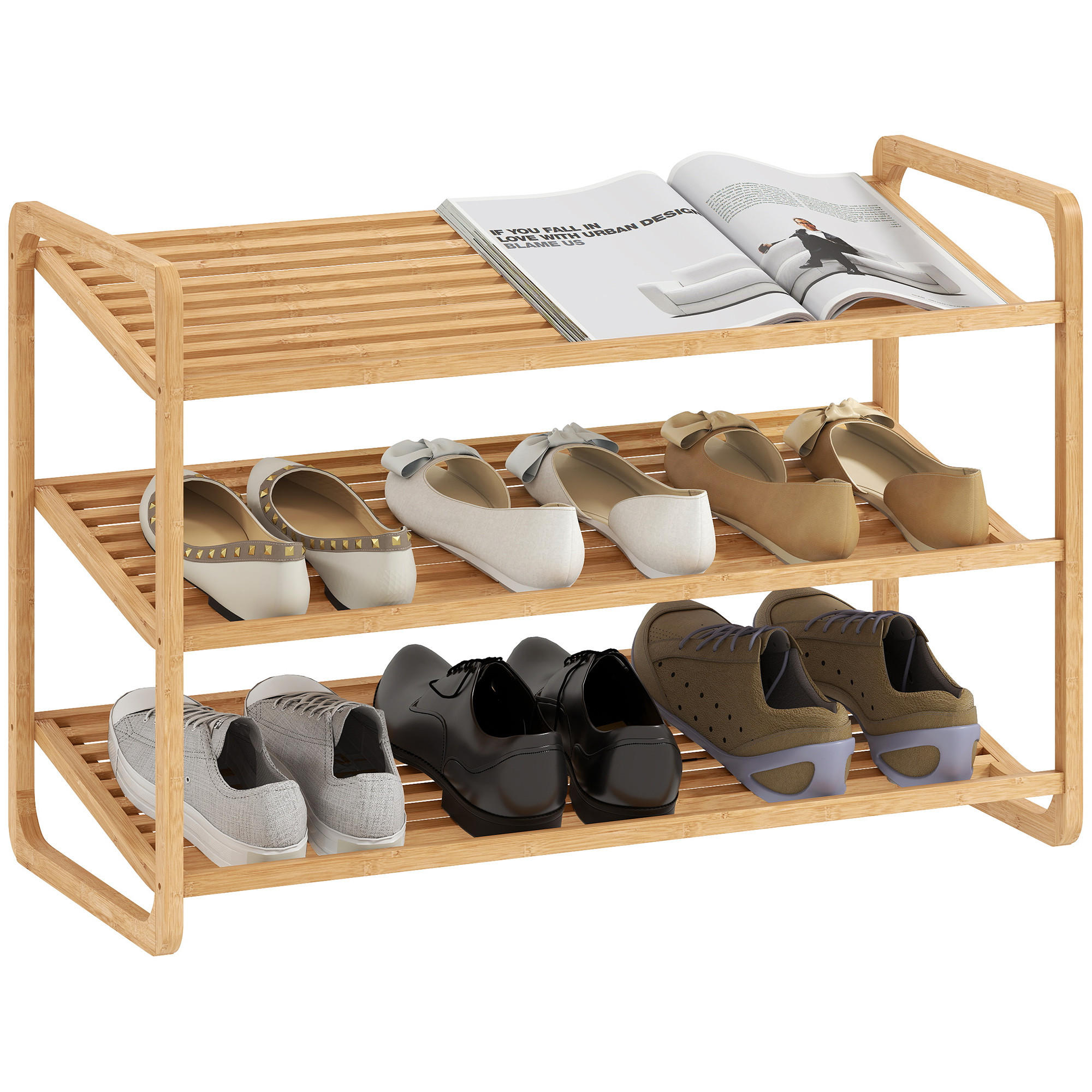 BAMBUSREGAL DE-09368 3-stufiges Design Natur - Naturfarben, Naturmaterialien (76/50.8/33cm) - ComfortXL