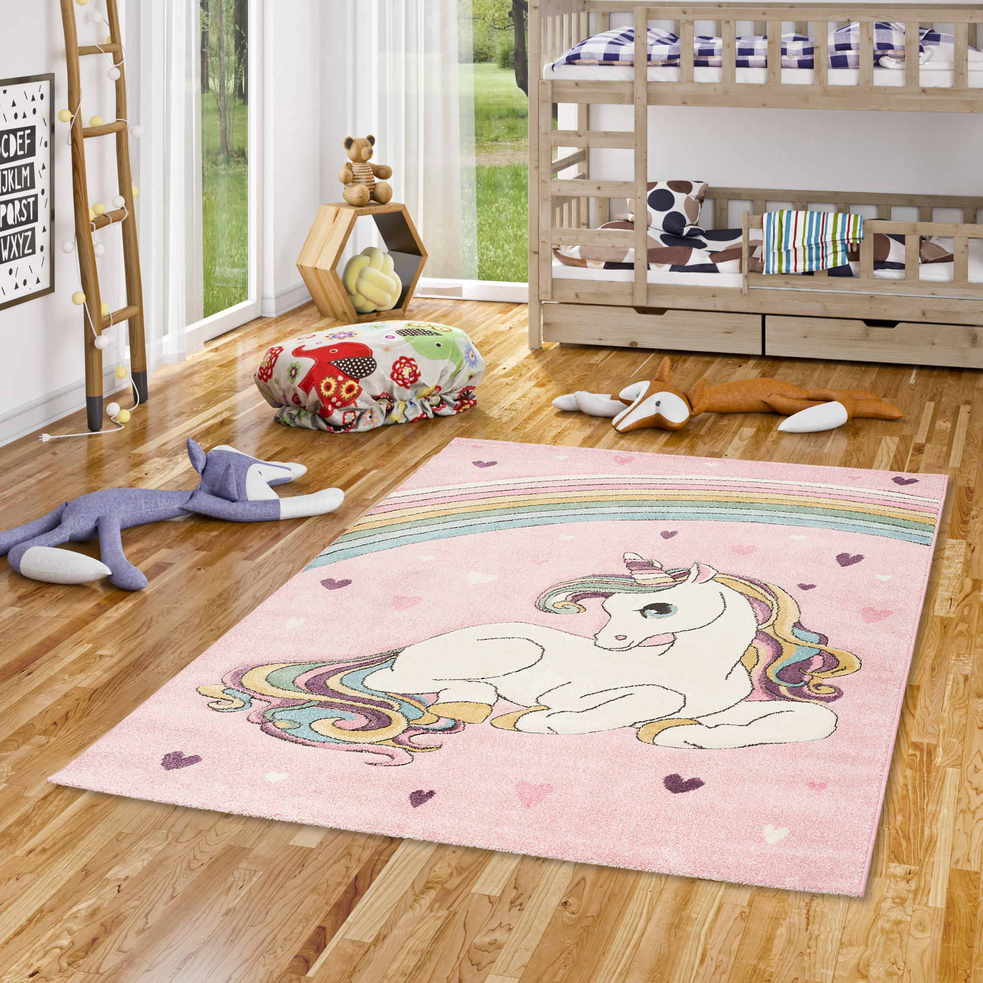 KINDER TEPPICH MAUI KIDS EINHORN PASTELL - Rosa, Textil (80/150cm) - Pergamon