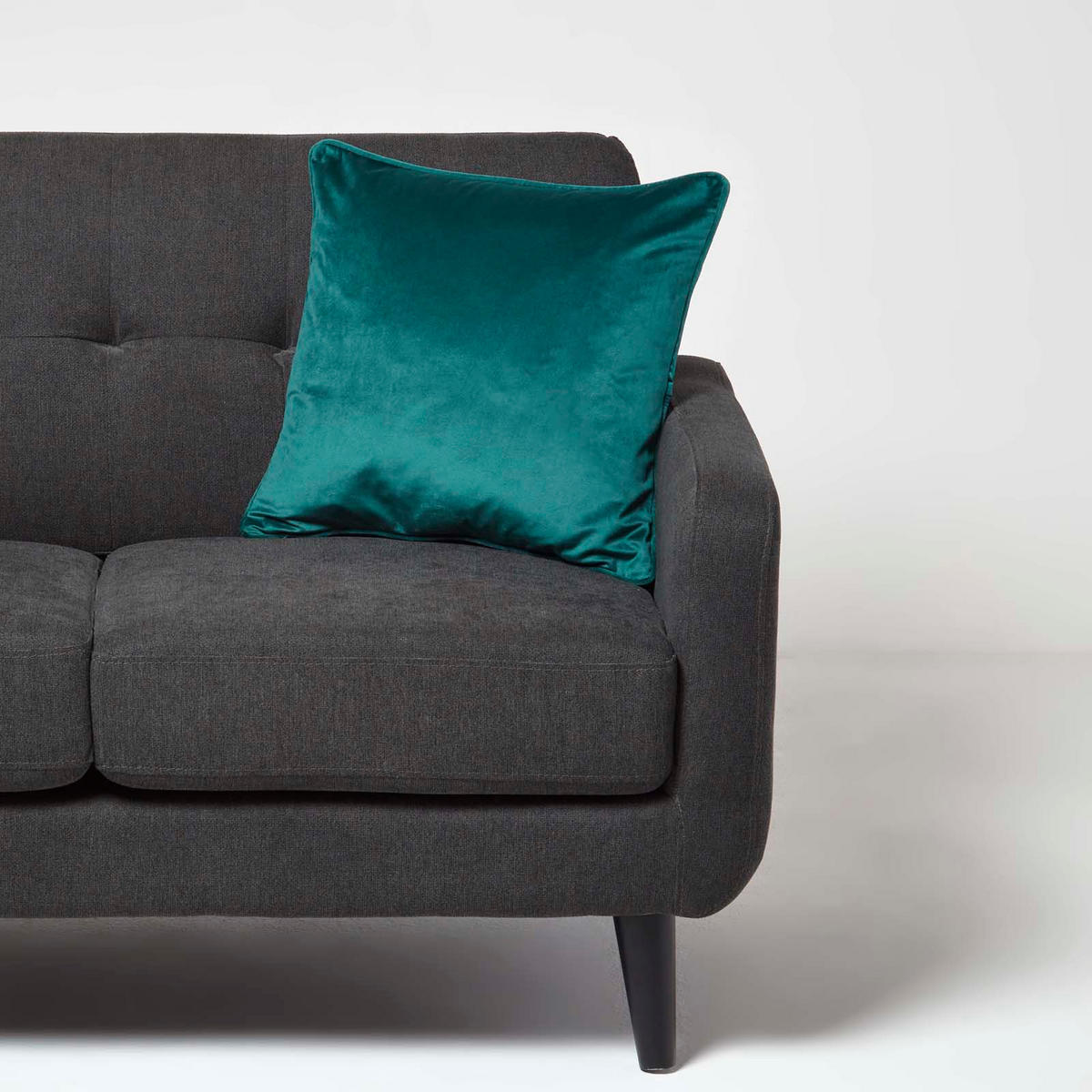 KISSENHÜLLE Samt mit Paspel – dunkelgrün 46/46 cm - Dunkelgrün, Textil (46/46cm) - Homescapes