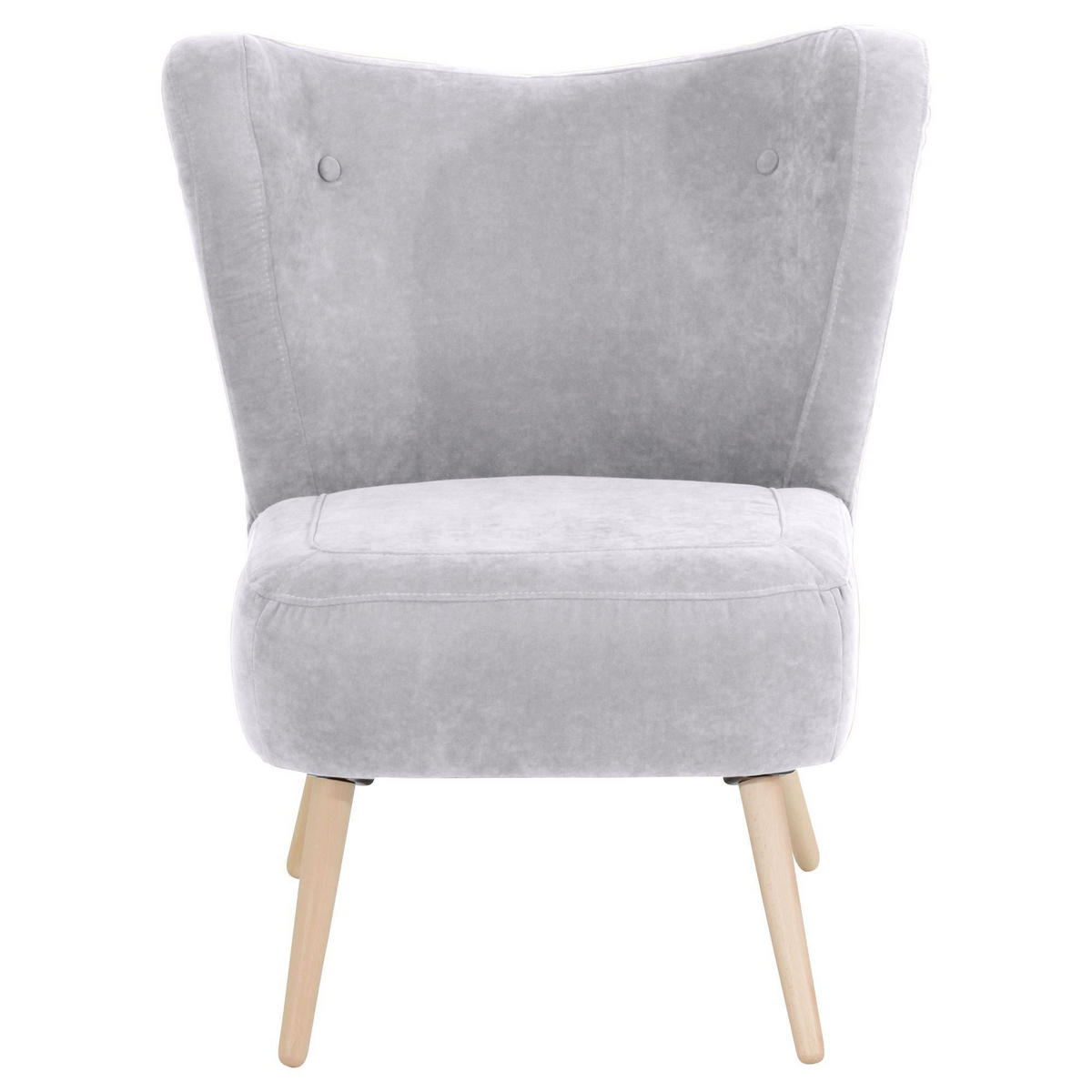 SESSEL Kathy Bezug Veloursstoff Buche natur / silber - Grau, Kunststoff (70/86/69cm) - 58aufmkessel