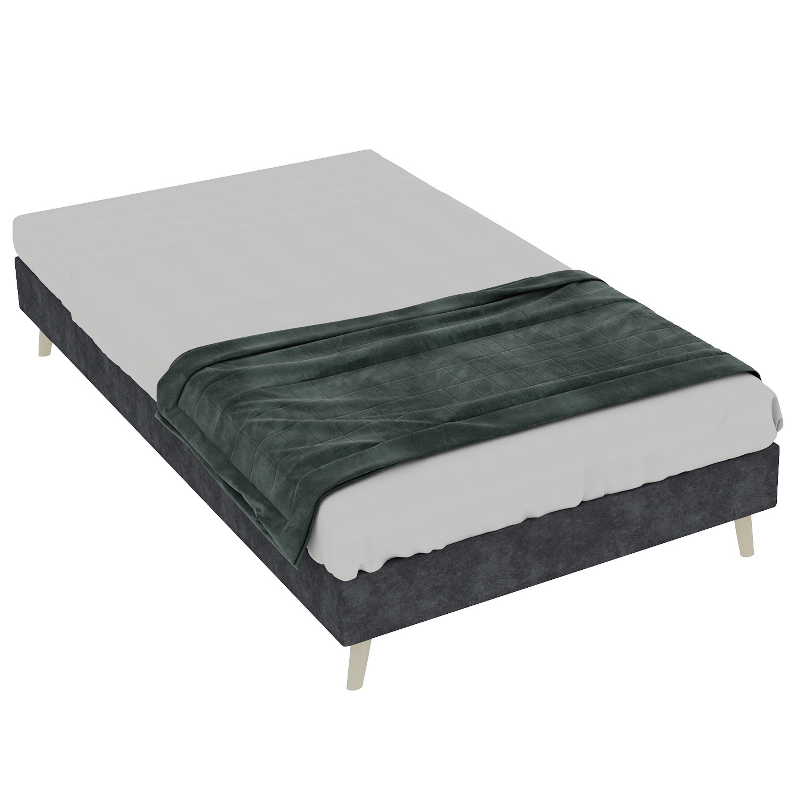 POLSTERBETT 90x200 cm niedrig ohne Stauraum grau - Grau, Textil (90/200cm) - LEBENLANG