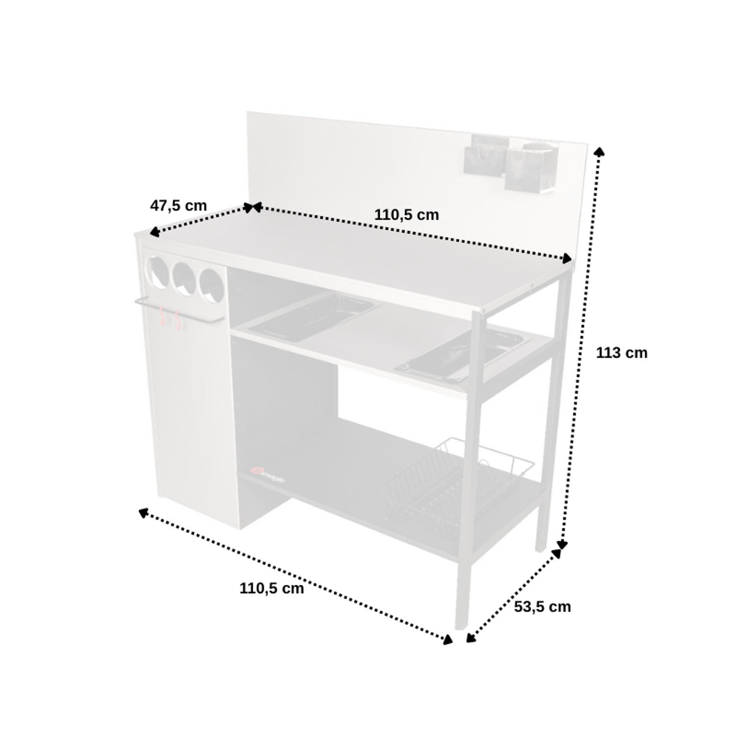 ABSTELLTISCH Wallis - Grau, Metall (53.5/113/110.5cm) - Somagic