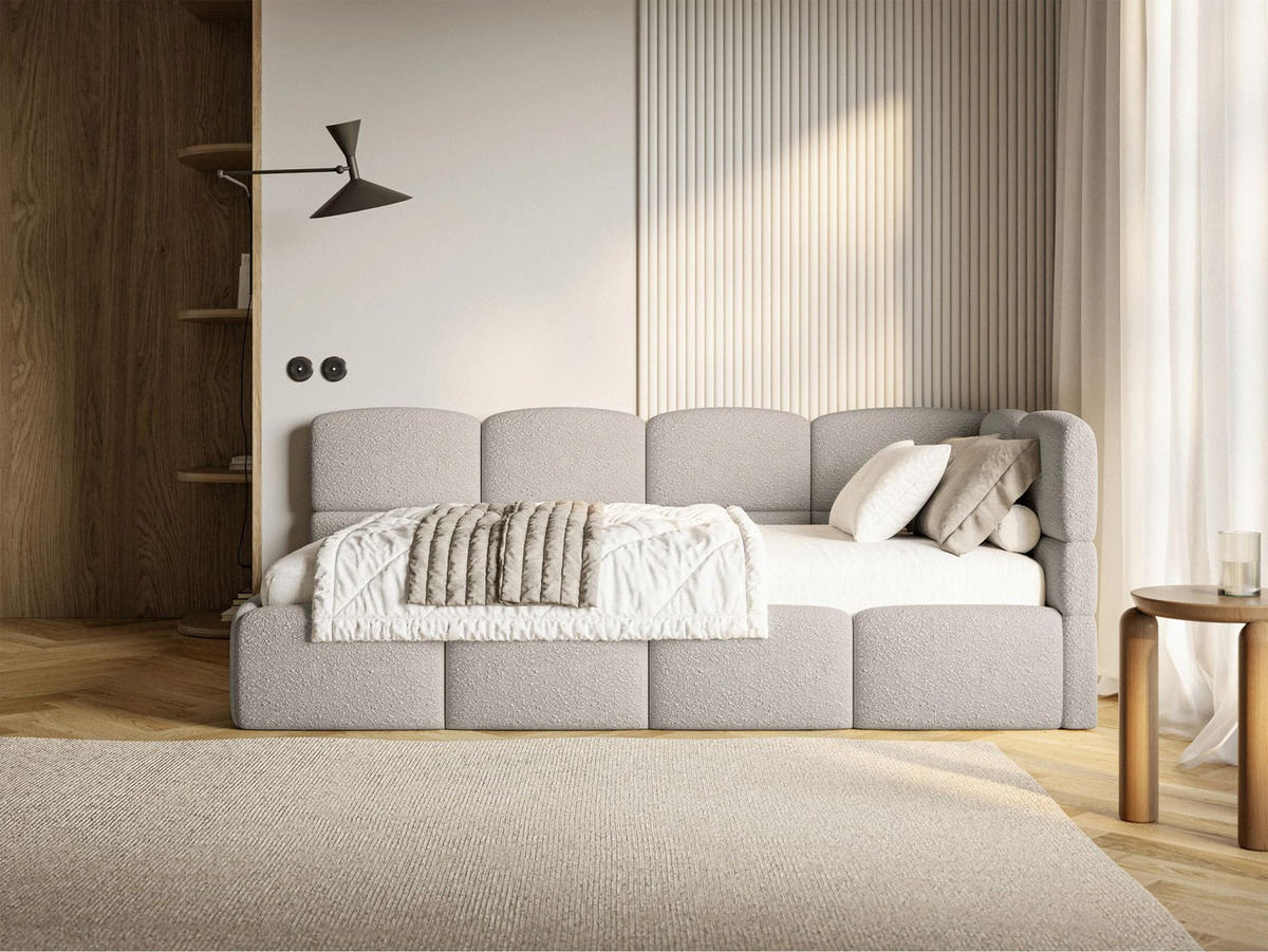 JUGENDBETT Cloudy rechts Bouclé Greige - Taupe, Kunststoff/Textil (90/200cm) - Selsey