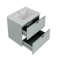 WASCHBECKENUNTERSCHRANK Badmöbel Set mit Keramikbecken und Soft-Close, MDF Mintgrün, Einheitsgröße Badezimmer modern - Mintgrün, Keramik/Holzwerkstoff (61/57/46cm) - EVRYAE