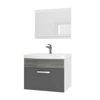 BADMÖBEL Badezimmer SET PRI PM1, Grau Glamour Hochglanz, 60 cm - Grau, Holz (38.7/51/60cm) - B BELINI GROUP