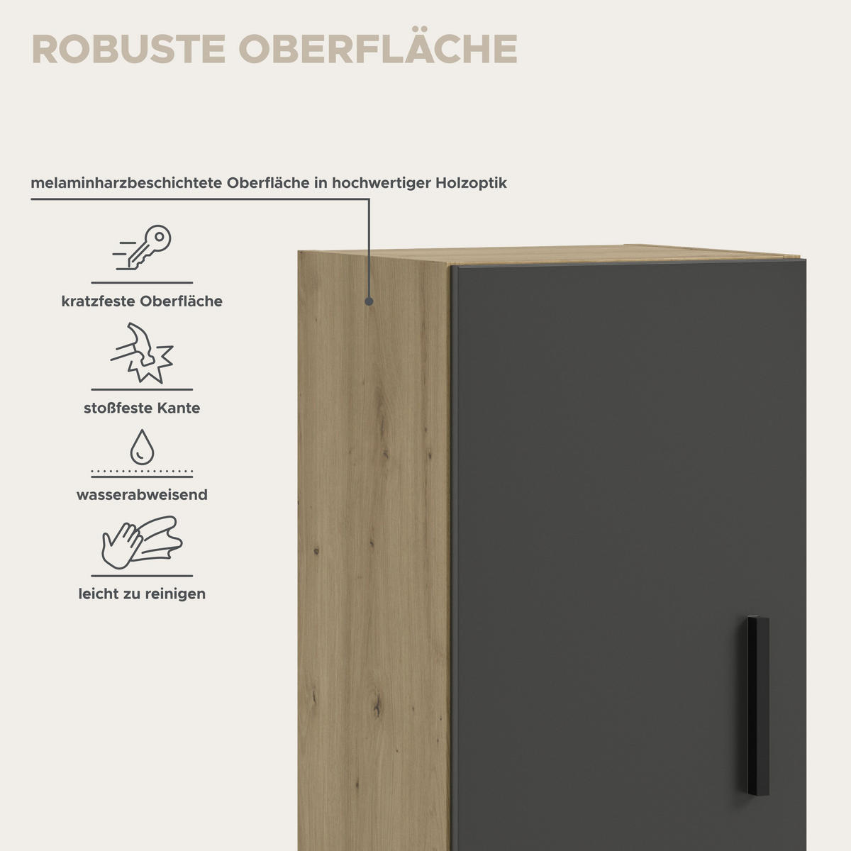 WOHNWAND INKL BELEUCHTUNG The One Basalt grau 259/34/182 cm - Braun, Holzwerkstoff (259/182/34cm) - Xonox