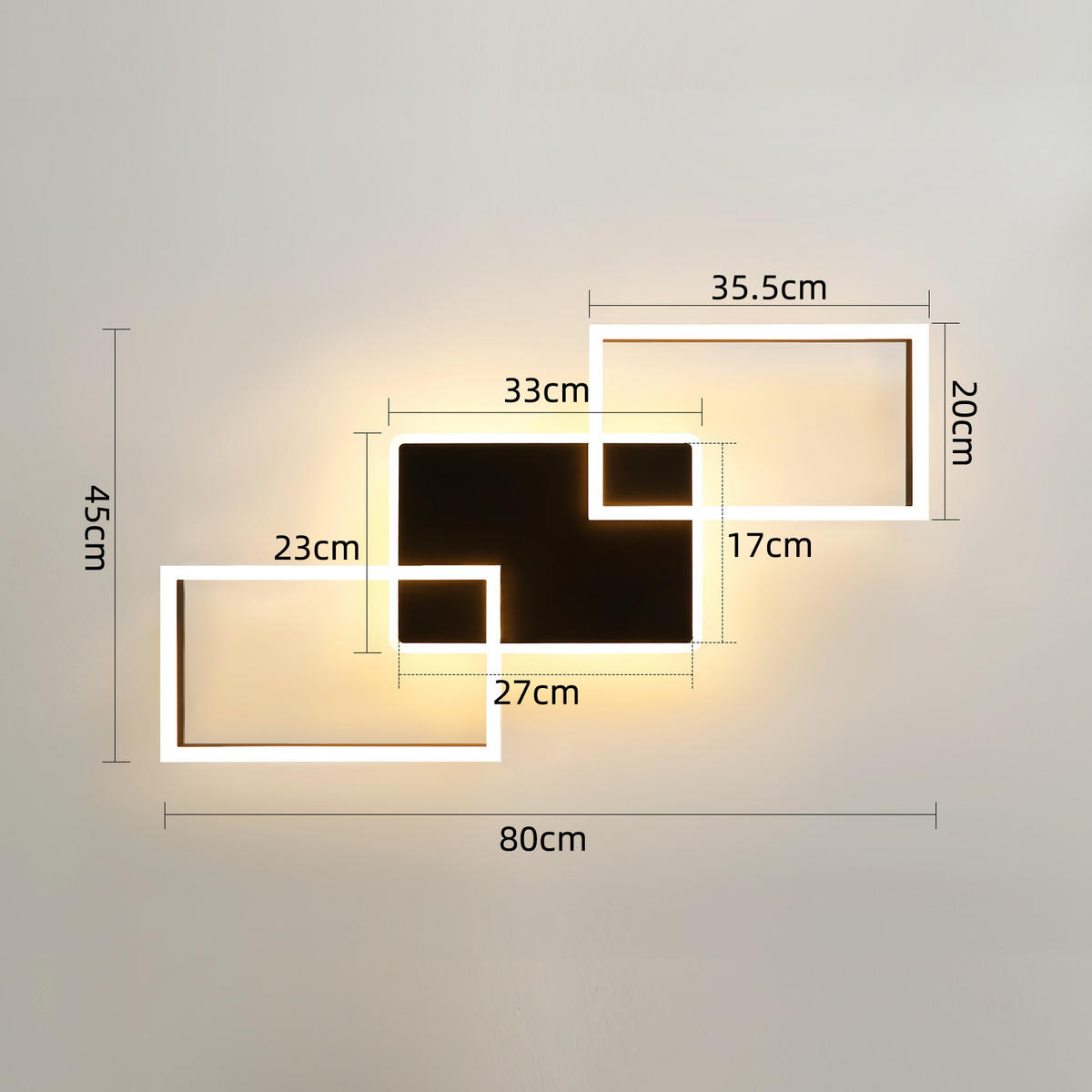 LED-DECKENLEUCHTE Tarak 45/7/80 cm - Schwarz, Metall (80/45/7cm) - ZMH