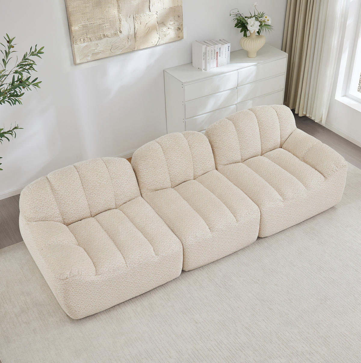 SOFA modular ohne Gestell Granular Fleece Beige White - Beige, Textil (288/79/104cm) - IVMEU