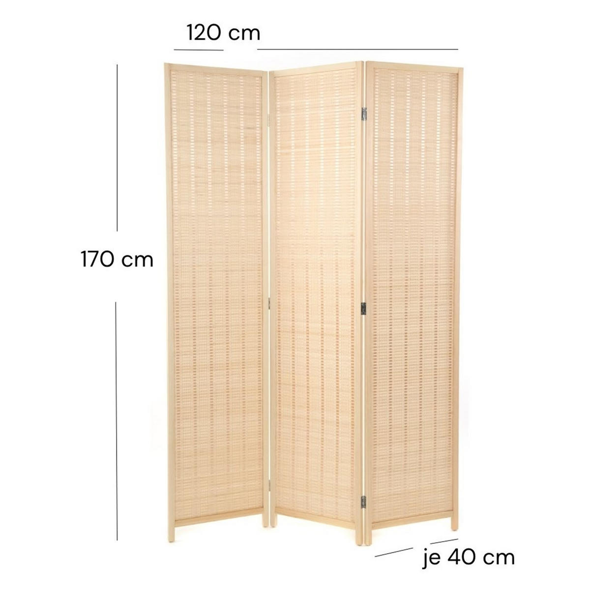 RAUMTEILER Bastia 3-tlg. Bambus Holz - Naturfarben, Holz (120/170/3cm) - DESIGN DELIGHTS