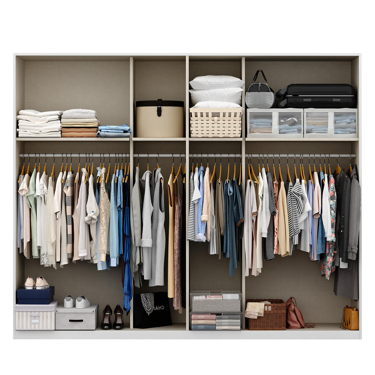 SCHWEBETÜRENSCHRANK - Weiß, Holzwerkstoff (270/222/68cm) - home24