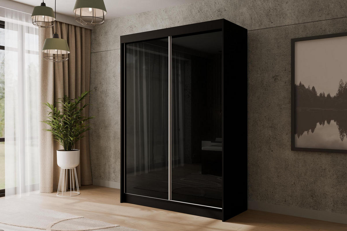 KLEIDERSCHRANK PEKA - 120 cm - Schwarz - Schwarz, Holzwerkstoff (120/215/61cm) - ALTDECOR
