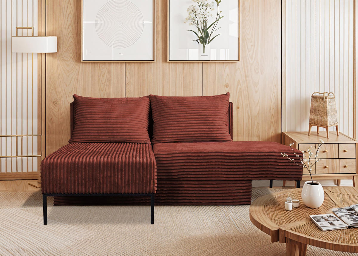 ECKSOFA Mit Schlaffunktion MOOKA 4in1-Multifunktions-System Stoff Velo Links Kupfer - Kupferfarben, Holz/Textil (145/160cm) - Kaiser Möbel