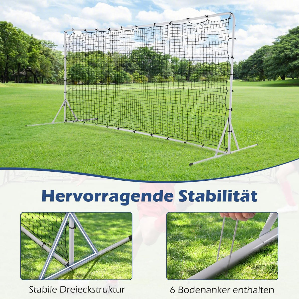 FUBBALLTOR Weiß - Weiß, Metall (151/183/373cm) - COSTWAY