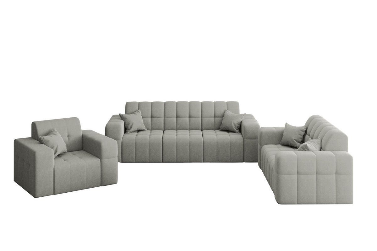 SITZGARNITUR NIMES 3-2-1 Stoff Portland Grau - Grau, Holz/Textil (92/82/245cm) - Kaiser Möbel