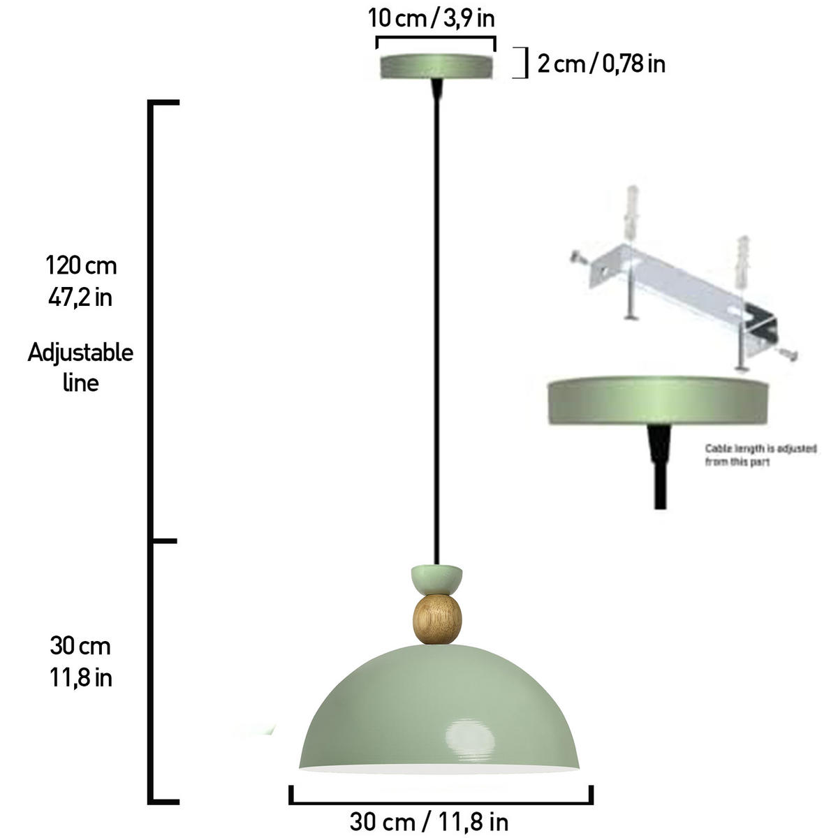 PENDELLEUCHTE Yimpi - Hellgrün, Metall (30/30/25cm) - Bamyum