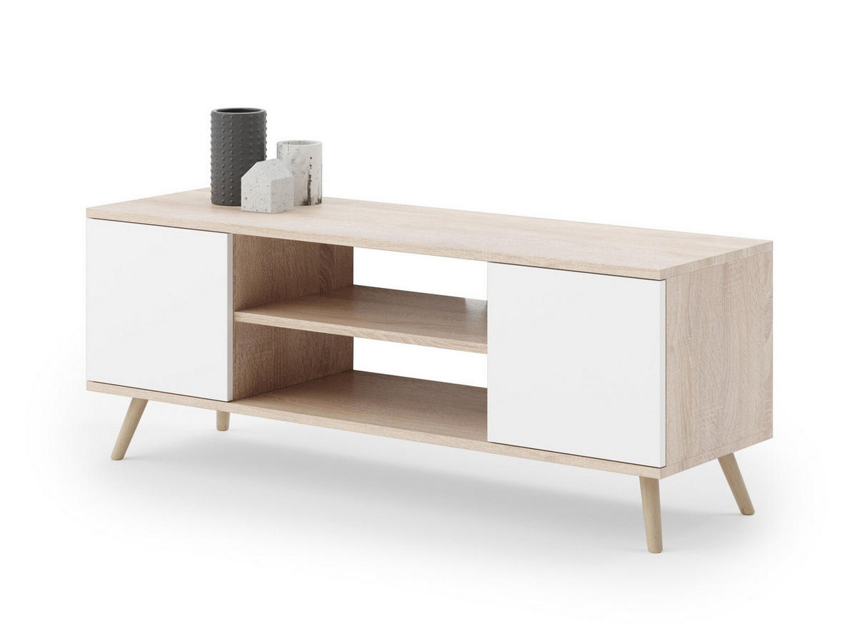 LOWBOARD Focus - Weiß/Sonoma Eiche, Holzwerkstoff (40/50/155cm) - RAUMHIRSCH FURNITURE
