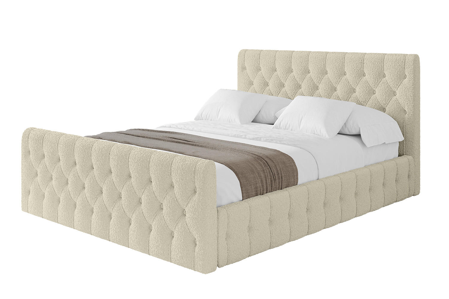 POLSTERBETT mit Bettkasten, Fußteil und Lattenrost, Boxbett ohne Matratze - LARO-Z 120x200 Beige - Taupe, Holzwerkstoff/Textil (120/200cm) - ALTDECOR