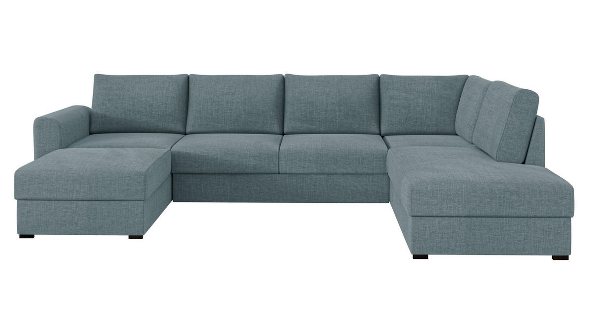 WOHNLANDSCHAFT Wilma Premium, Seite: Rechts - Blaugrau/Schwarz, Holz/Textil (305/85/188cm) - MIRJAN24