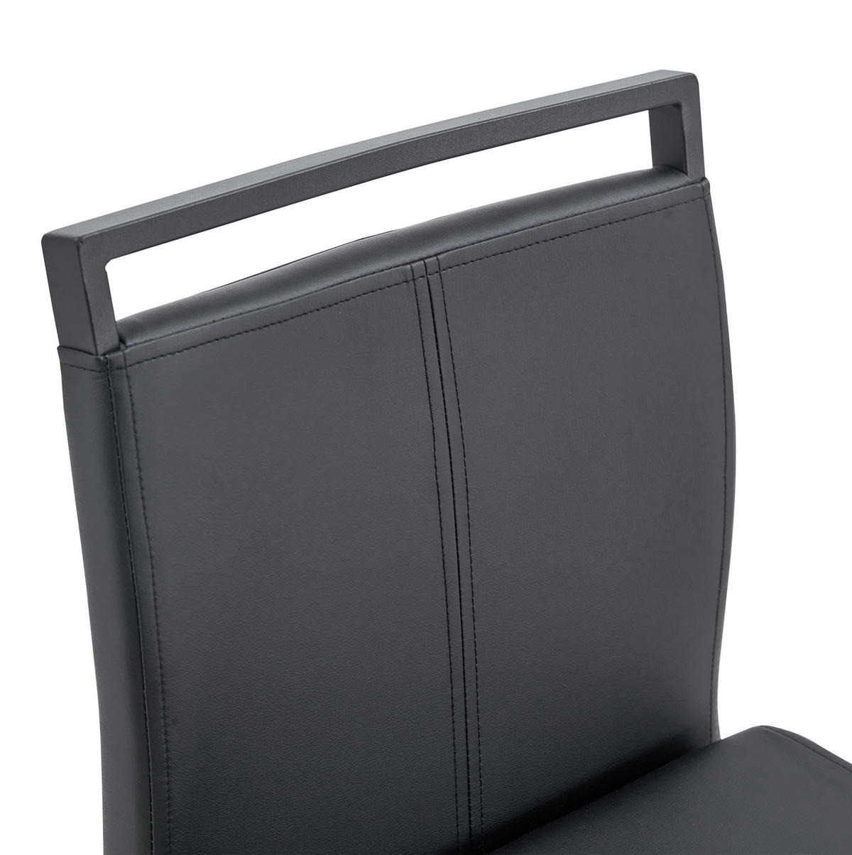 BARHOCKER 2er-Set mit Fußstütze Höhe 96,5 cm PU-Leder Schwarz - Schwarz, Metall (46.5/96.5/39cm) - Meubliv