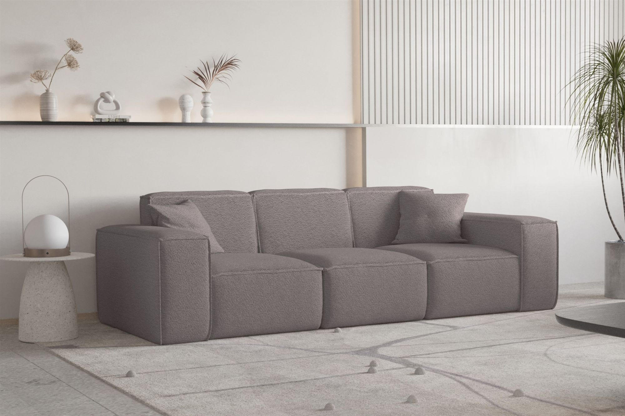 SOFA Celes Premium 3-sitzer Ascot Bukla - Taupe, Holzwerkstoff/Textil (225/73/88cm) - Fun Möbel