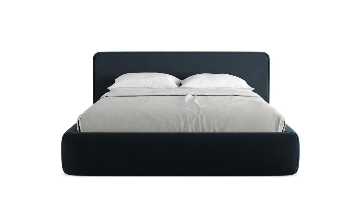 POLSTERBETT mit Bettkasten und Lattenrost 200x225 Blau - Blau/Schwarz, Kunststoff/Textil (160/200cm) - Makamii