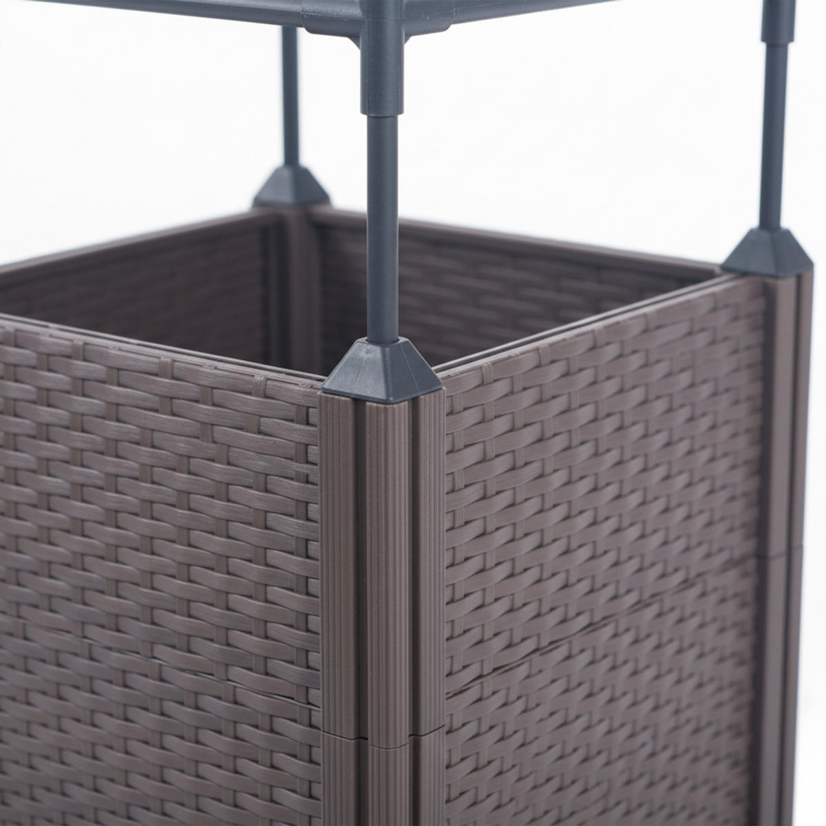 PFLANZKÜBEL - Anthrazit, Kunststoff/Metall (30/135/30cm) - Relaxdays