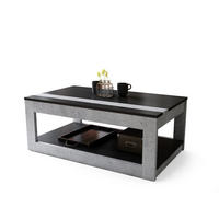 COUCHTISCH rechteckig Schwarz - Beton aufklappbar - Hellgrau/Schwarz, Holzwerkstoff (66/112/45cm) - designimpex