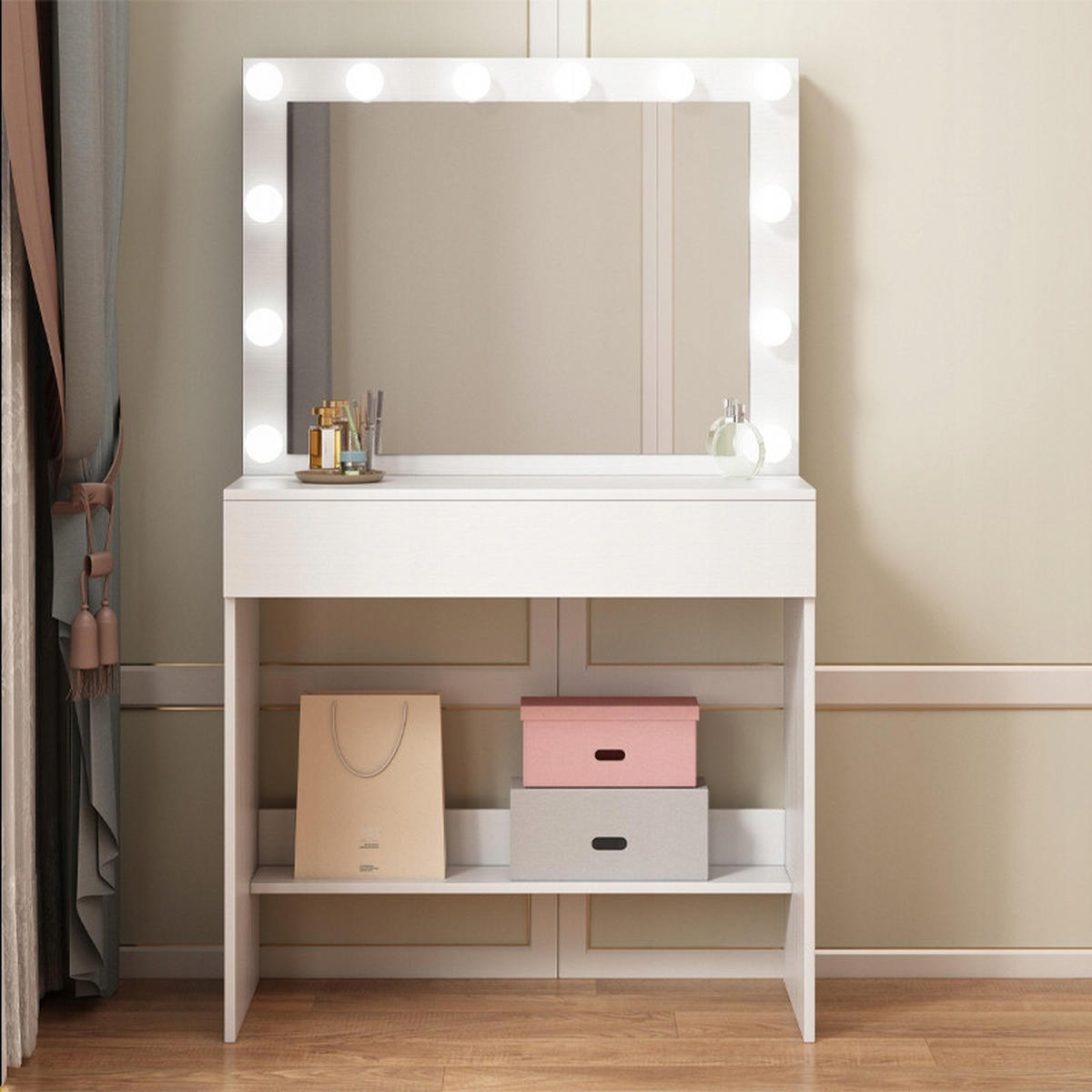 SCHMINKTISCH weißer 40/80/140 cm - Weiß, Holzwerkstoff (80/140/40cm)