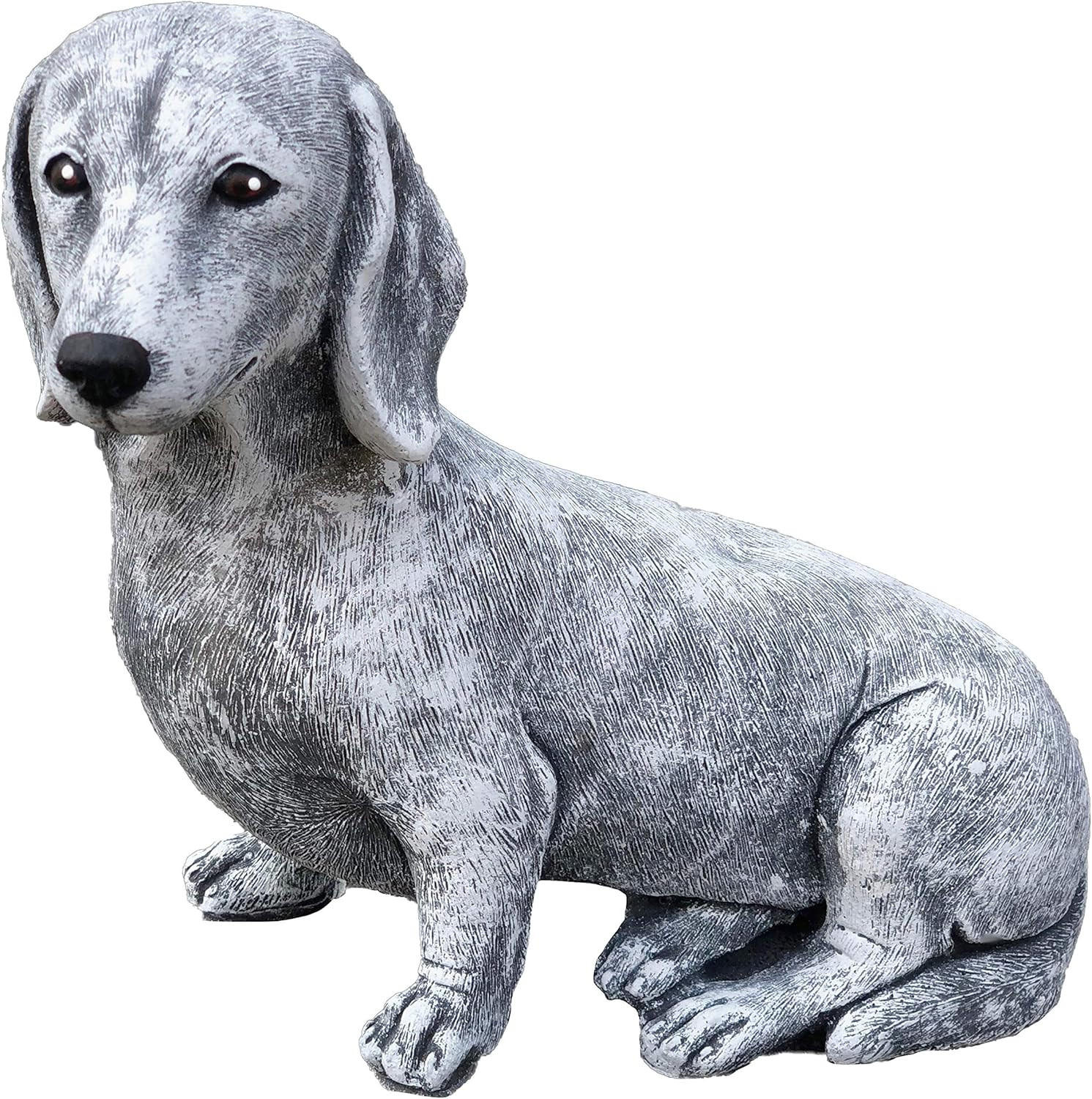 STEINFIGUR Dackel Hund frostfest wetterfest Gartenfigur Steinguss - Grau, Stein (14/20/24cm) - stoneandstyle