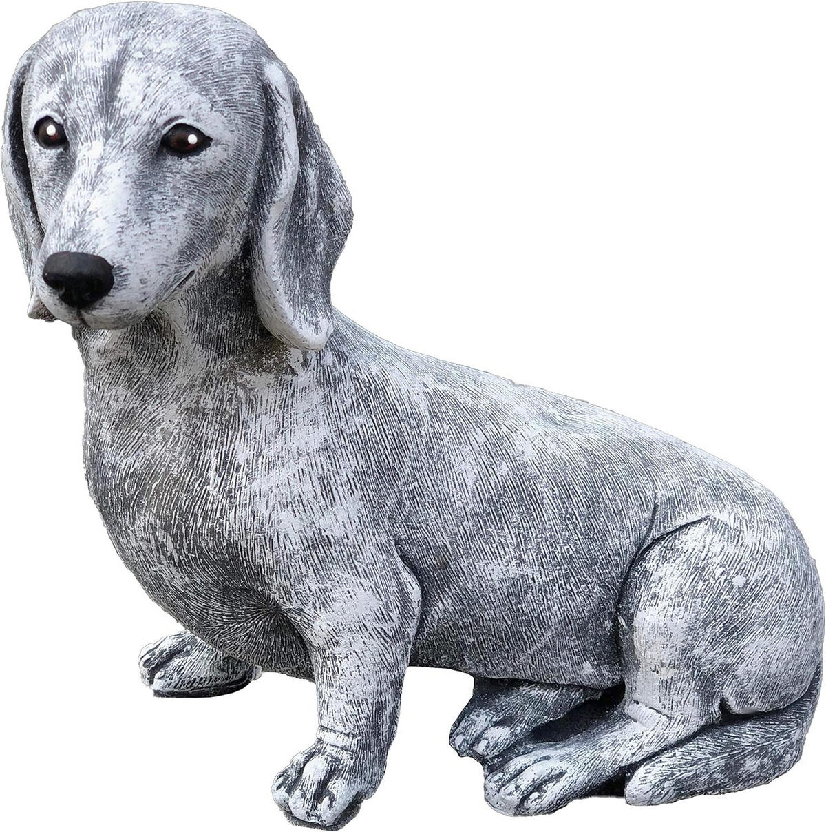 STEINFIGUR Dackel Hund frostfest wetterfest Gartenfigur Steinguss - Grau, Stein (14/20/24cm) - stoneandstyle