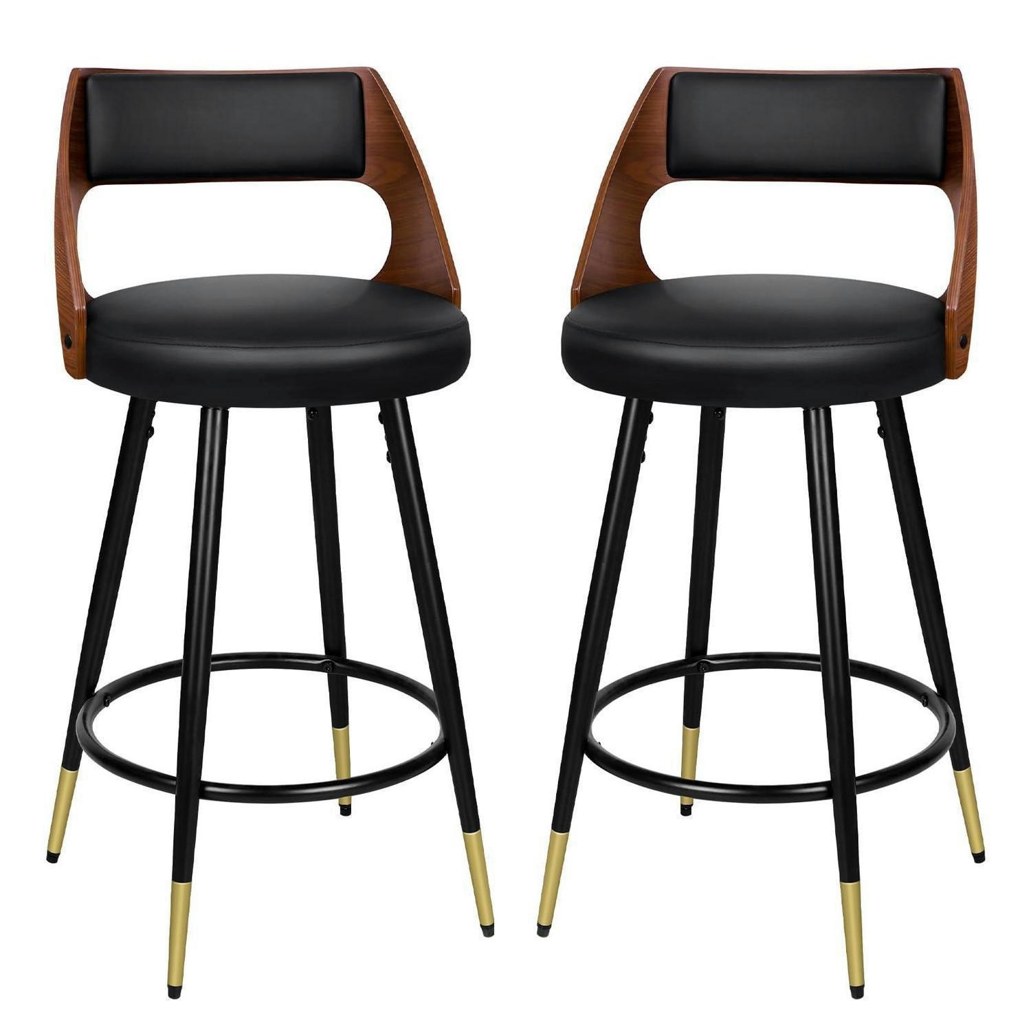 BARHOCKER 2-teiliges Set Holz-Sitz Schwarz 65 cm - Multicolor, Metall (47/92/50cm)