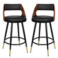 BARHOCKER 2-teiliges Set Holz-Sitz Schwarz 65 cm - Multicolor, Metall (47/92/50cm)