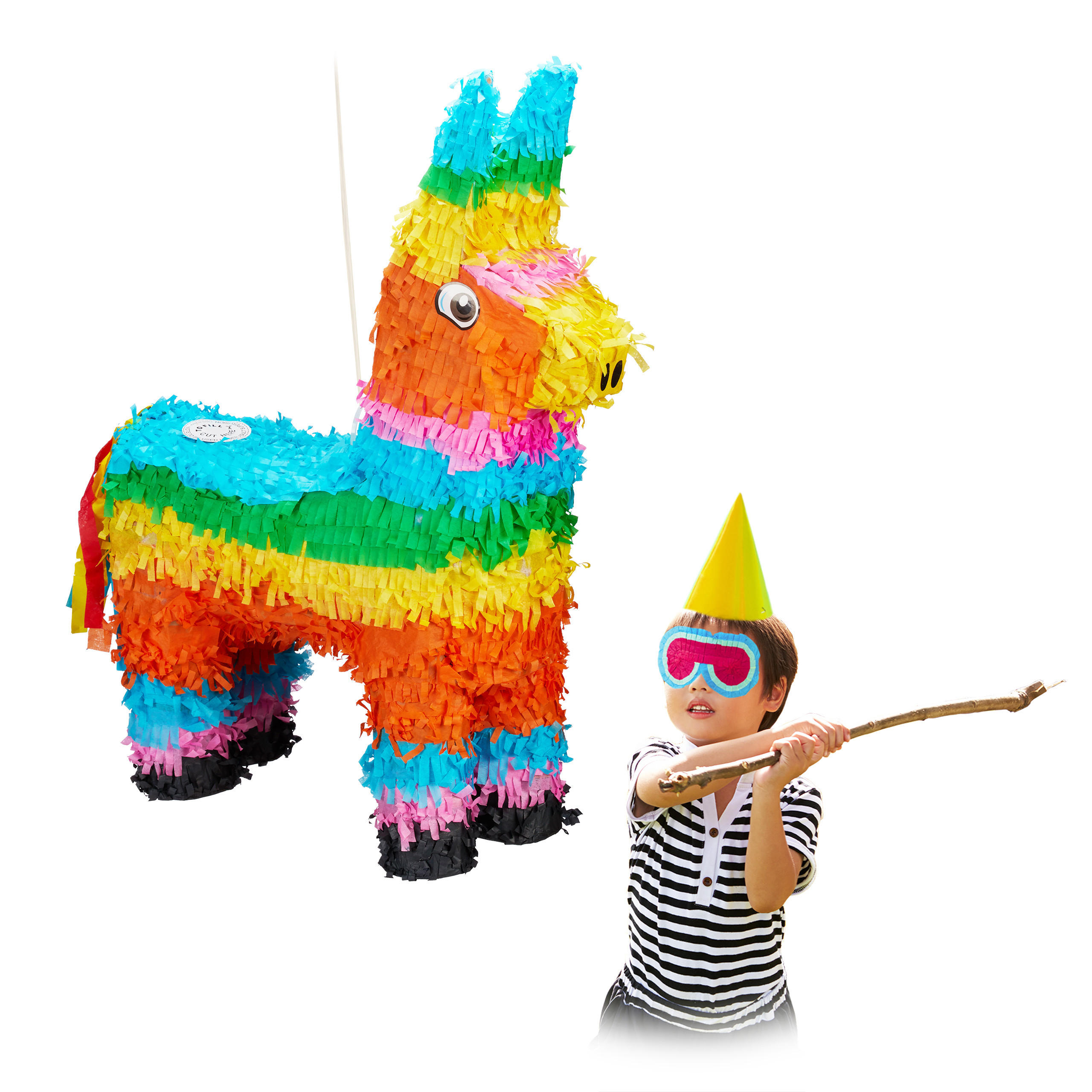 Relaxdays PIÑATA Barevná lama papír k zavěšení 56 cm