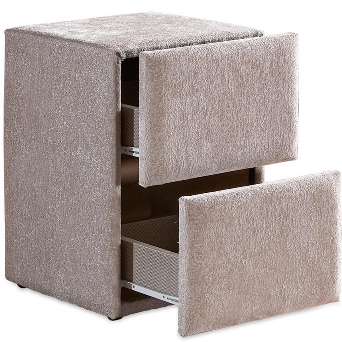 NACHTTISCH PALERMO 40/42/63 cm, Beige, zwei Schubladen - Creme/Schwarz, Holz/Kunststoff (40/63/42cm) - Consilio Concept