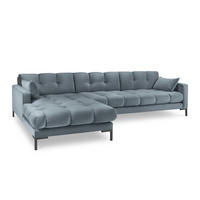 ECKSOFA links Mamaia aus Samt hellblau 5 Sitzplätze - Hellblau, Textil (185/293cm) - Micadoni