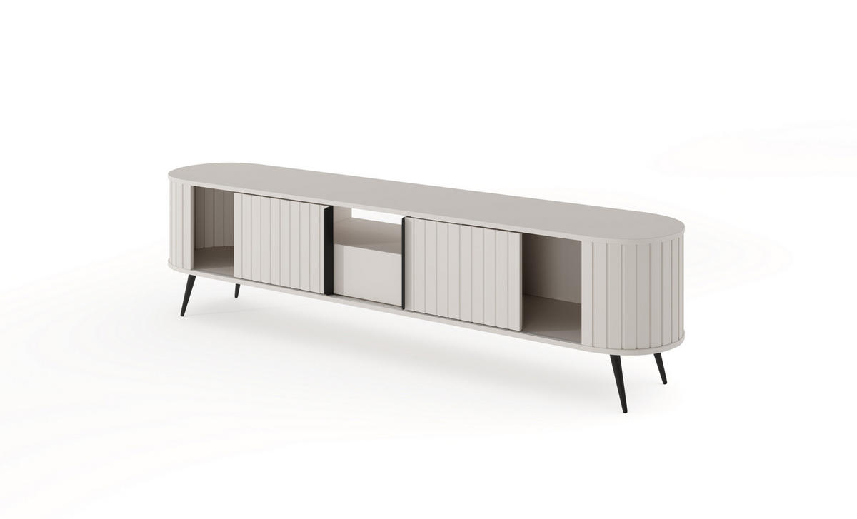 TV-SCHRANK, hellgrau, 196 x 51,2 x 40,2 cm - Schwarz/Grau, Holzwerkstoff/Metall (196/51.2/40.2cm) - 3XE LIVING
