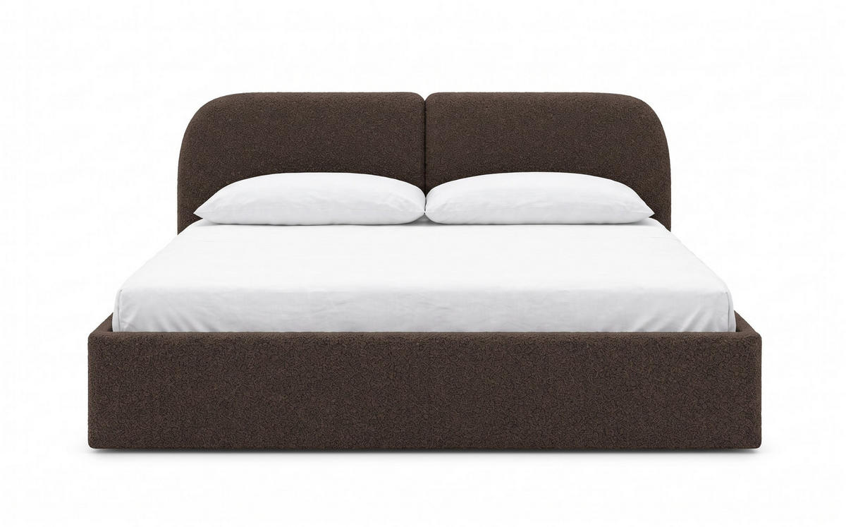 POLSTERBETT Sogno Braun 160x200 cm, mit Bettkasten und weichem Kopfteil, Bouclé - Braun, Holzwerkstoff/Textil (160/200cm) - Bettso