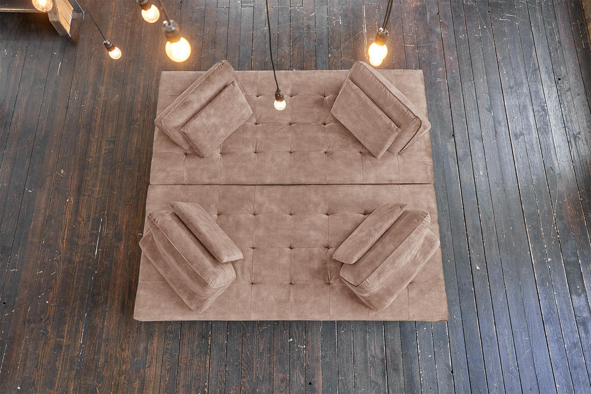 ECKSOFA WIOLO Taupe Velvet - Taupe/Silberfarben, Textil/Metall (350/240cm) - KAWOLA