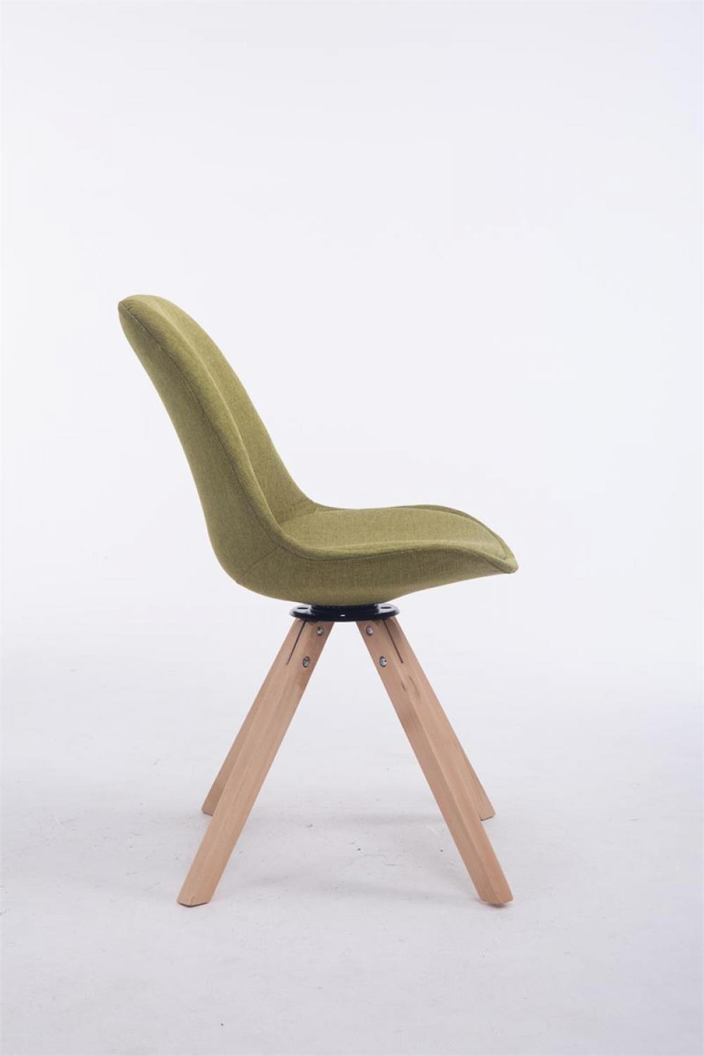 DREHSTUHL Stoff grün - Eukalyptusholzfarben/Grün, Holz/Textil (48/84/56cm) - CLP