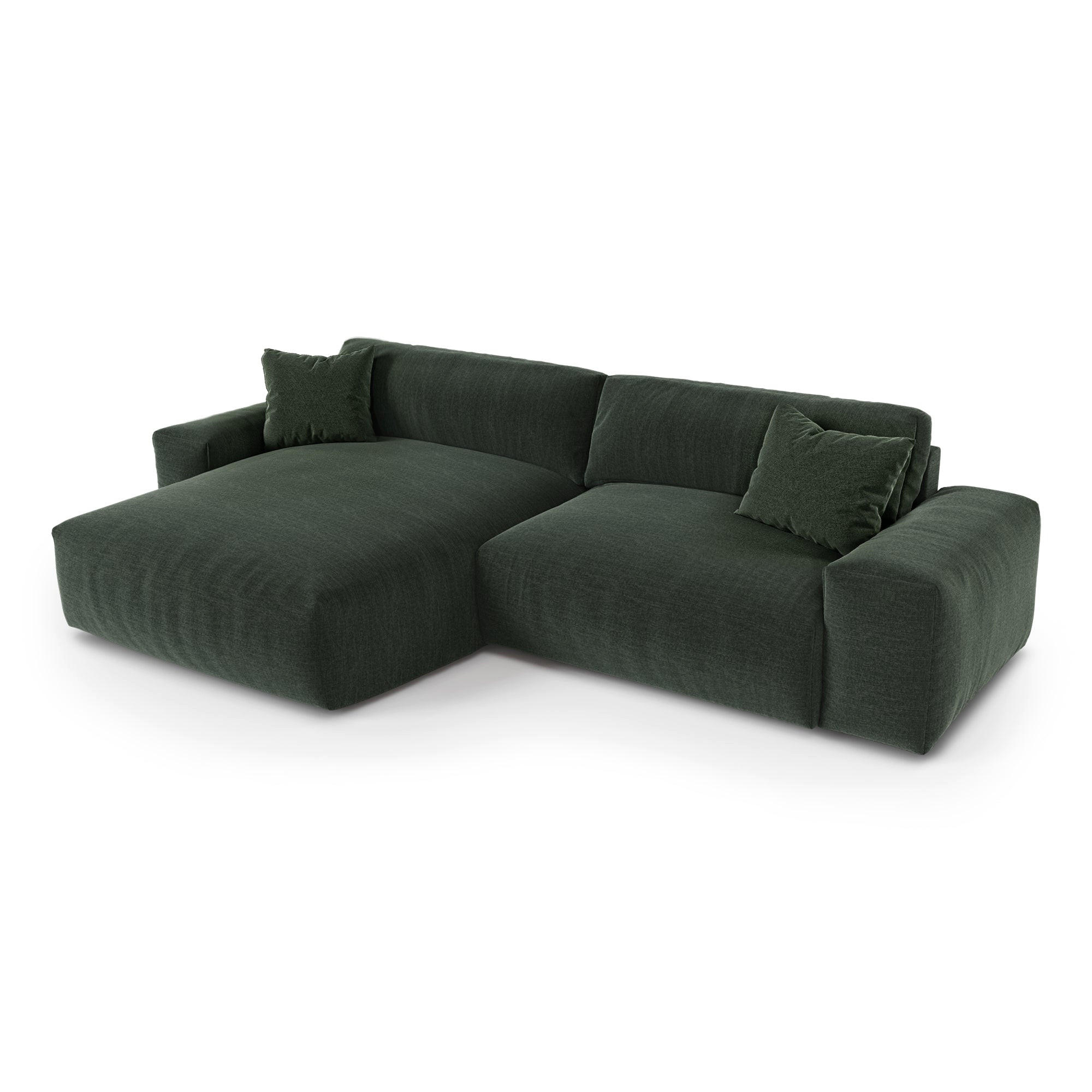 ECKSOFA (links) CHEER Kettgewebe mit weichem Griff Khaki-Grün 312cm - Dunkelgrün/Olivgrün, Textil (312/167cm) - Premium Interiors