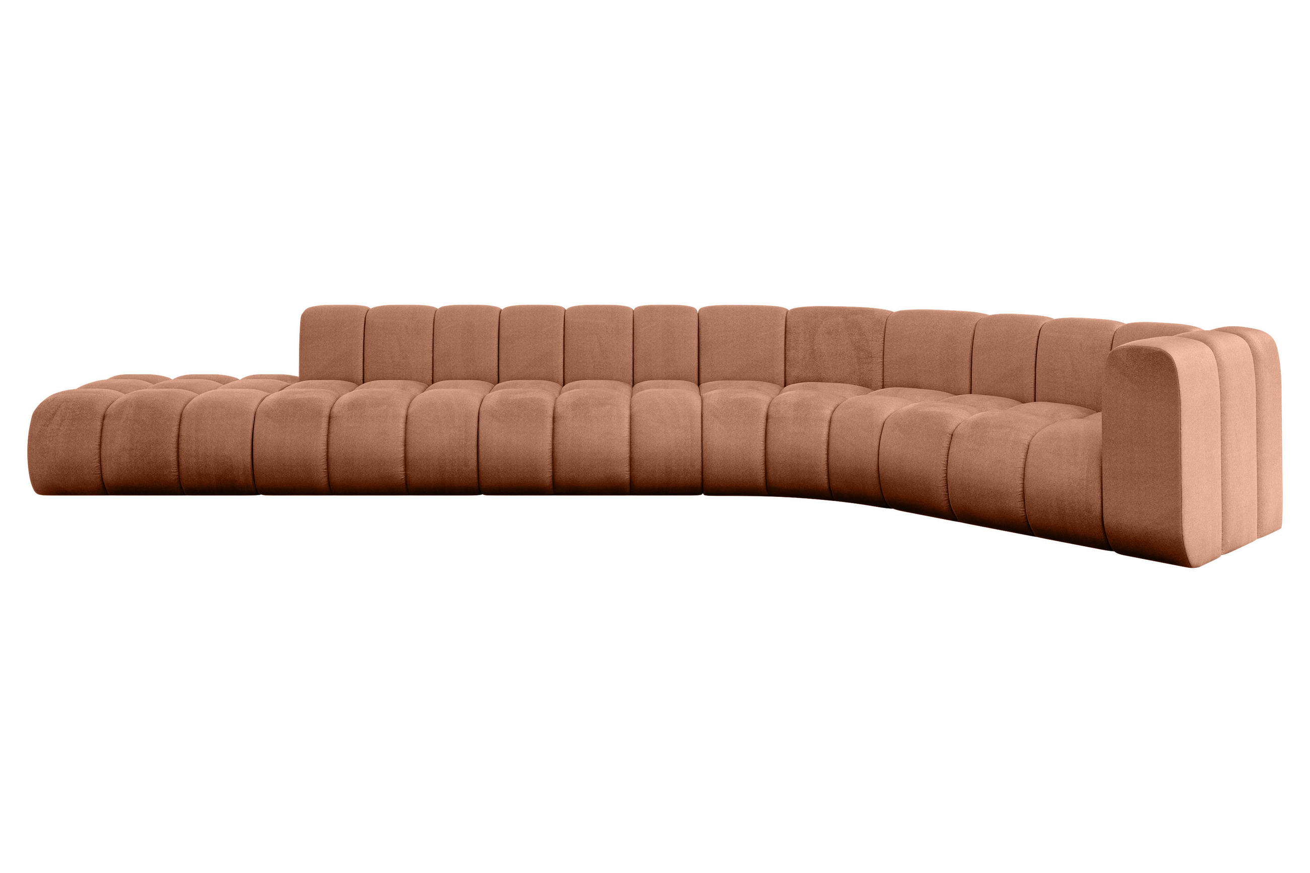ECKSOFA modulares Sofa Tilmo-L2 - 490x194x70 cm Apricot - Koralle, Holzwerkstoff/Textil (490/194cm) - ALTDECOR